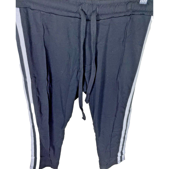 Michael Lauren Women's Size XS Cropped Sweatpants Black With Stripes Leasure - Picture 4 of 5